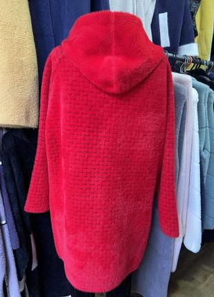 Красная женская куртка на молнии с альпаки батал 58-64 размер2 фото