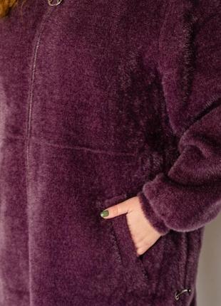 Женское  пальто с альпаки баклажан   больших размеров 54-606 фото