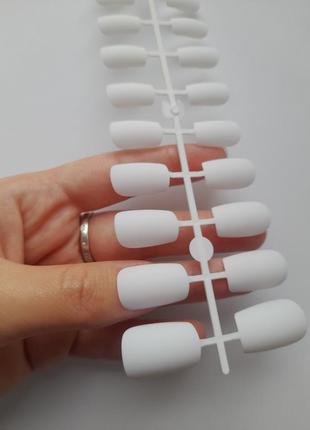 Ногти накладные белые матовые, набор накладных ногтей 24 шт
