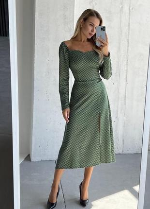 Жіноча ізумрудна трикотажна сукня2 фото