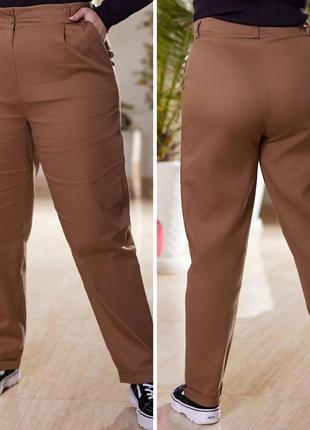 Бордовые брюки из плотного брючного коттона, с карманами батал с 50 по 56 размер3 фото