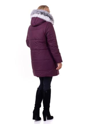 Стильная женская зимняя куртка с натуральным мехом под песец с 48 по 66 размер6 фото