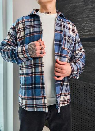 Модная мужская байковая рубашка в клеточку s m l xl5 фото