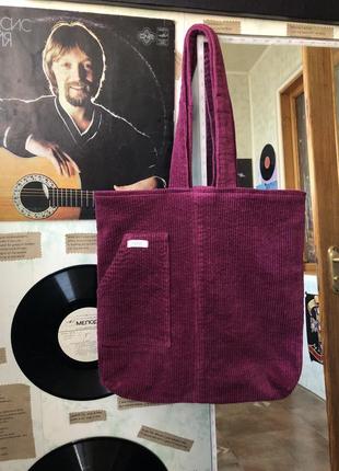 Оригинальная вельветовая сумка ручной работы невероятного цвета, эко сумка ,шоппер2 фото