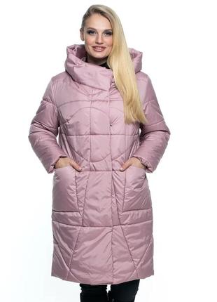 Модне жіноче демісезонне пальто кольору пудри 46 по 60 розмір