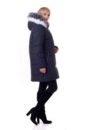 Красива жіноча зимова куртка з натуральним хутром під песець з 48 по 64 розмір5 фото