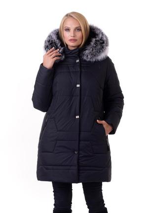Красивая женская зимняя куртка с натуральным мехом под песец с 48 по 64 размер2 фото