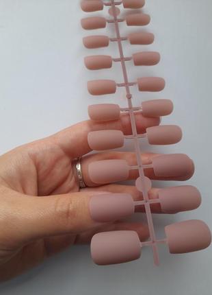 Ногти накладные нюд бежевые матовые, набор накладных ногтей 24 шт1 фото