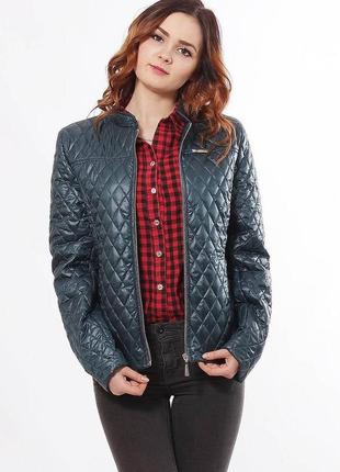 Женская демисезонная стёганная женская  куртка стального цвета  с 48 по 68 размер5 фото