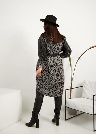 Женское леопардовое пальто из эко-кожи с 48-66 размер7 фото