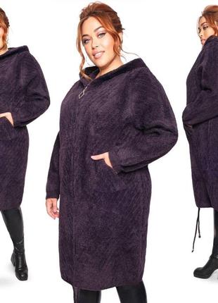 Модне жіноче пальто з натуральної альпаки розміри 52-563 фото