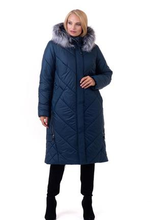 Гарне жіноче зимове пальто кольору з хутром батал з 52 по 70 розмір4 фото