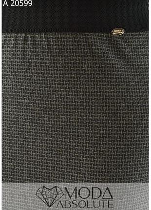 Классическая женская тёплая юбка в деловом стиле из кашемира в гусиную лапку с 50 по 80 размер7 фото
