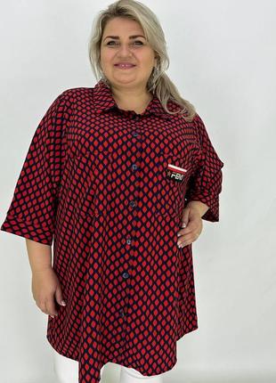 Летняя женская стильная туника-рубашка свободного кроя с 62 по 76 размер2 фото