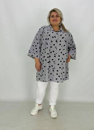 Летняя женская стильная туника-рубашка свободного кроя с 62 по 76 размер8 фото
