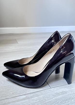 Лодочки устойчивый толстый каблук biaggi бордовые темно бордовый баклажанный