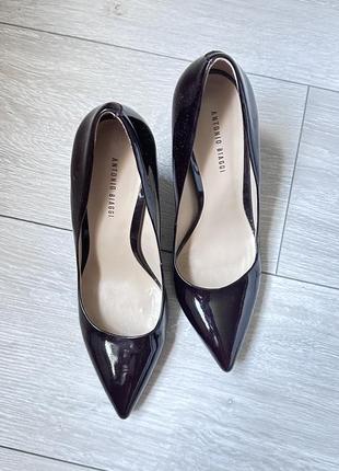 Лодочки устойчивый толстый каблук biaggi бордовые темно бордовый баклажанный4 фото