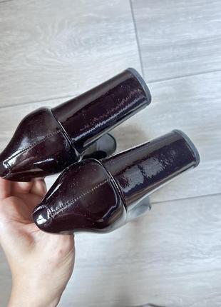 Лодочки устойчивый толстый каблук biaggi бордовые темно бордовый баклажанный6 фото
