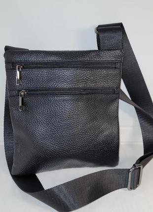 Стильна чоловіча сумка плашет із натуральної шкіри