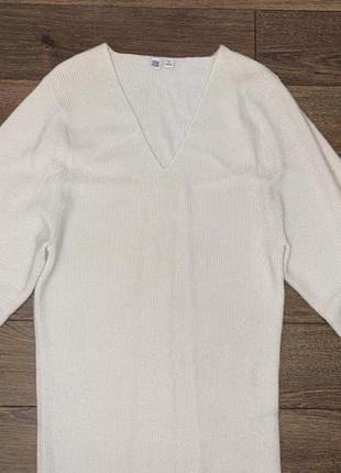 Теплое молочное нюдовое шерстяное миди платье балахон кокон ’’uni qlo’’,xs/s оригинал въетнам2 фото