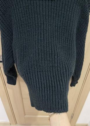 Свитер изумрудный вязаный вязка с воротником оверсайз7 фото