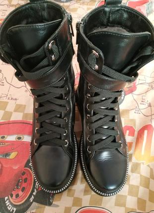 Высокие кожаные ботинки на шнуровке,берцы,зима,36-37 размер.4 фото