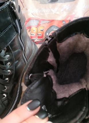 Высокие кожаные ботинки на шнуровке,берцы,зима,36-37 размер.6 фото