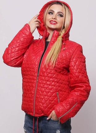 Модная демисезонная  женская куртка из стёганной плащёвки в 9-ти цветах  больших размеров с 46 по 68 размер