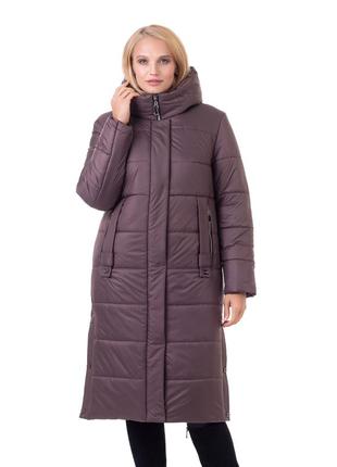 Женское бежевое зимнее пальто в 4-х цветах батал с 48 по 58 размер8 фото
