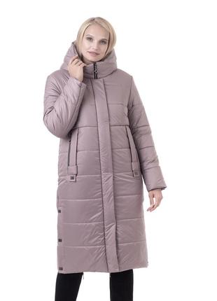 Жіноче бежеве зимове пальто в 4-х кольорах батал з 48 по 58 розмір