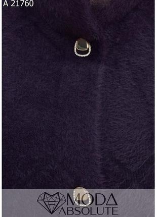 Женское пальто с альпаки   цвета баклажан больших размеров 52-563 фото