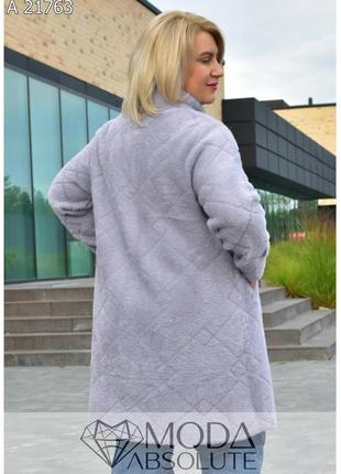 Женское пальто с альпаки   цвета баклажан больших размеров 52-5610 фото
