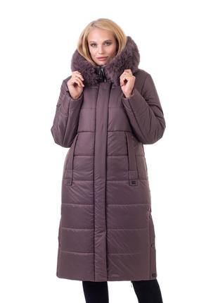 Чёрное женское зимнее пальто с натуральным мехом песца батал с 48 по  58 размер2 фото