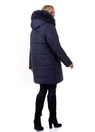 Удобная женская зимняя куртка большого размера с натуральным мехом с 48 по 66 размер4 фото