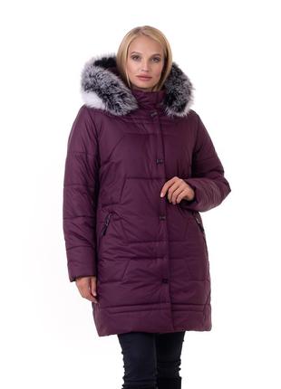 Красива жіноча зимова куртка з натуральним хутром під песець з 48 по 66 розмір5 фото