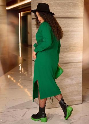 Зеленое минималистическое женственное платье из ангоры с 46 по 68 размер3 фото