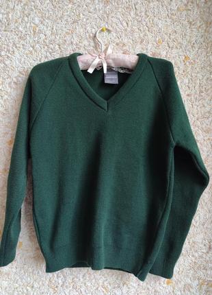 Мужской джемпер теплый свитер зимний брендовый классический зеленый винтаж romlinson courtelle2 фото