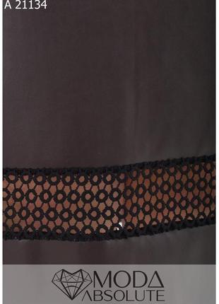 Темно-коричневая облегающая юбка по колено из эко-кожи на трикотажной основе батал с 50 по 80 размер4 фото