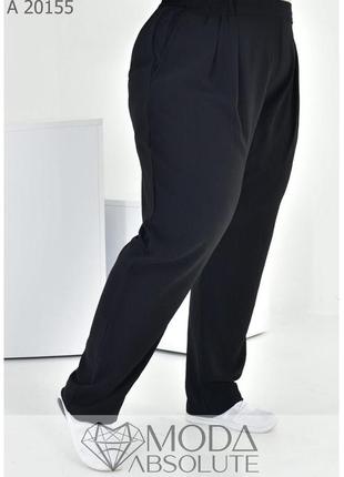 Черные летние женские штаны с креп-жатки на резинке батал с 60 по 76 размер3 фото
