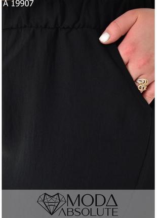 Черные летние женские штаны с креп-жатки на резинке батал с 50 по 80 размер3 фото