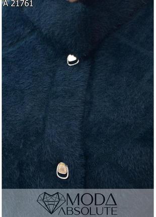 Женское пальто с альпаки  чёрного цвета  больших размеров 52-563 фото