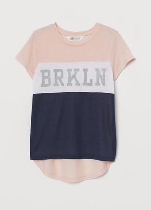 12 - 14 лет 158 - 164 см h&amp;m фирменный топ с короткими рукавами футболка с рисунком бруклин
