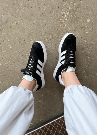 Женские кроссовки adidas gazelle black white 36-37-39-40-415 фото