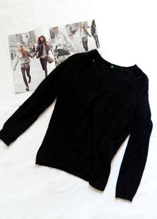 Черная кофта на пуговицах benetton c v-образным вырезом