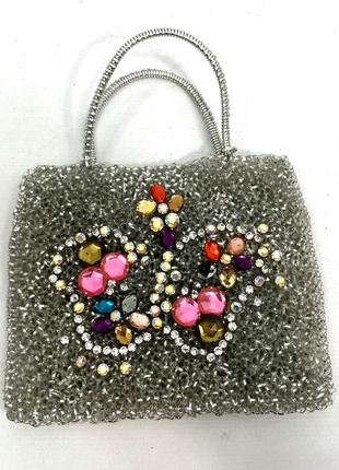 Сумочка эксклюзивная anteprima handbag, с камнями, silver, pvc