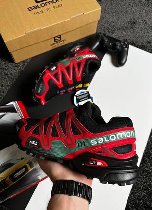 Мужские кроссовки salomon speedcross 3 black red2 фото