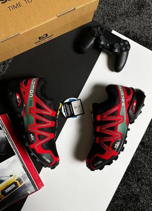 Мужские кроссовки salomon speedcross 3 black red3 фото