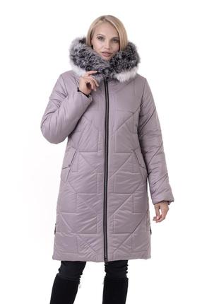 Красиве молодіжне зимове пальто з натуральним хутром песця з 46 до 60 розмір7 фото