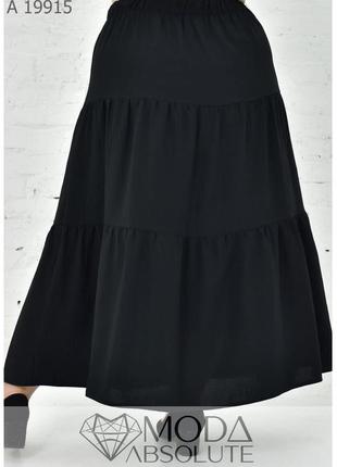 Черная летняя женская длинная юбка из крепа батал с 50 по 74 размер2 фото