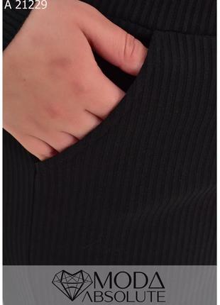 Чорні літні жіночі трикотажні штани в рубчик батал з 50 по 80 розмір4 фото
